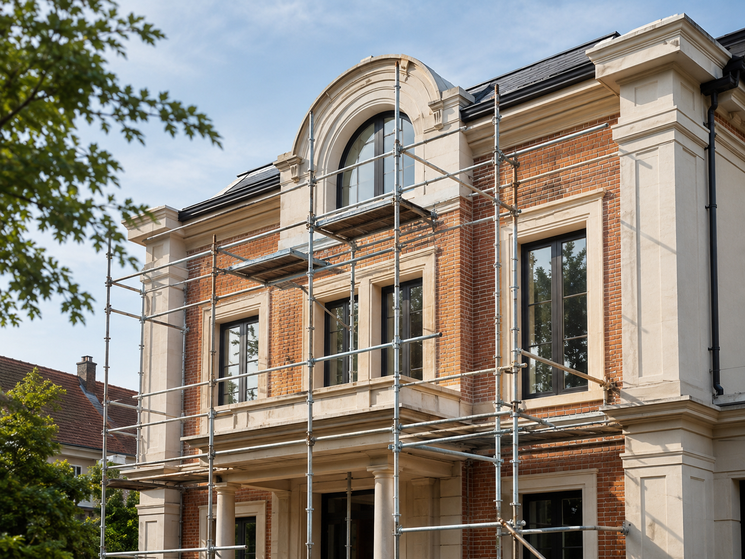 Facade med detaljeret murværk